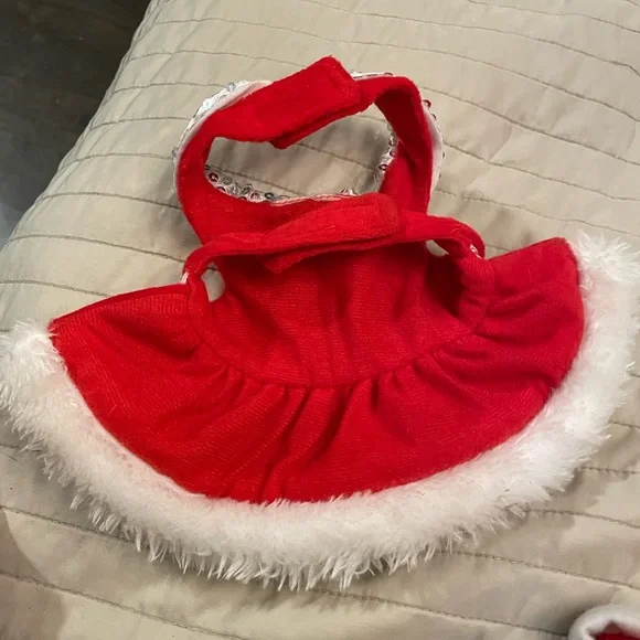 Holiday mrs Claus for cat or dog xxsmall bling collar and hat Christmas - Picture 7 of 7